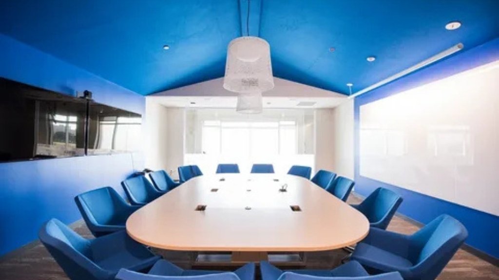 blue office interior